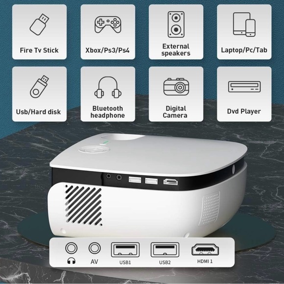 NWT WiMiUS Mini Projector with WiFi and Bluetooth, 1080P - Picture 9 of 10